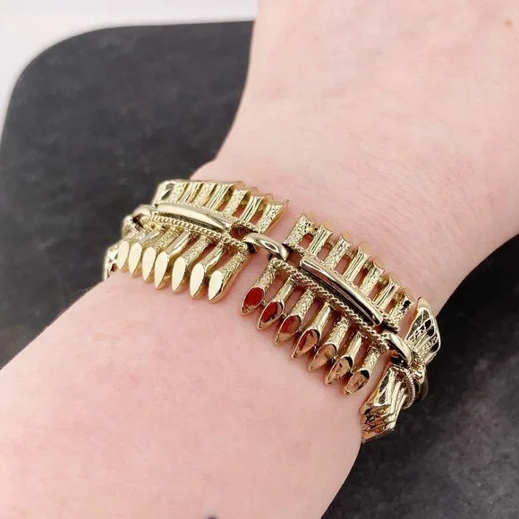 CORO PEGASUS Vintage light silvery gold tone metal picket fence link bracelet - Picture 2 of 10